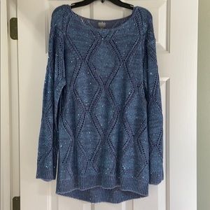 NWT New York and Company Sequined Blue Sweater